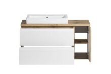 Waschtisch >Paris< in weiß, Wotaneiche, MDF - 105x65,5x47cm (BxHxT)