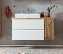 Waschtisch >Paris< in weiß, Wotaneiche, MDF - 105x65,5x47cm (BxHxT)