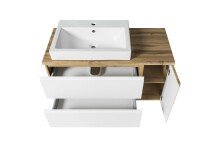 Waschtisch >Paris< in weiß, Wotaneiche, MDF - 105x65,5x47cm (BxHxT)