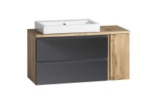 Waschtisch >Paris< in grau, Wotaneiche, MDF - 105x65,5x47cm (BxHxT)