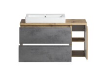 Waschtisch >Paris< in grau, Wotaneiche, MDF - 105x65,5x47cm (BxHxT)