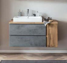 Waschtisch >Paris< in grau, Wotaneiche, MDF - 105x65,5x47cm (BxHxT)