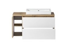 Waschtisch >Paris< in weiß, Wotaneiche, MDF - 105x65,5x47cm (BxHxT)