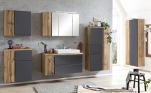Waschtisch >Paris< in grau, Wotaneiche, MDF - 105x65,5x47cm (BxHxT)
