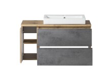 Waschtisch >Paris< in grau, Wotaneiche, MDF - 105x65,5x47cm (BxHxT)