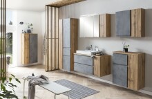 Waschtisch >Paris< in grau, Wotaneiche, MDF - 105x65,5x47cm (BxHxT)