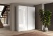 Schwebetürenschrank >Salva< 2 Böden, 4 Stangen, Weiss Hochglanz / Weiss - 180x230x55cm (B/H/T)