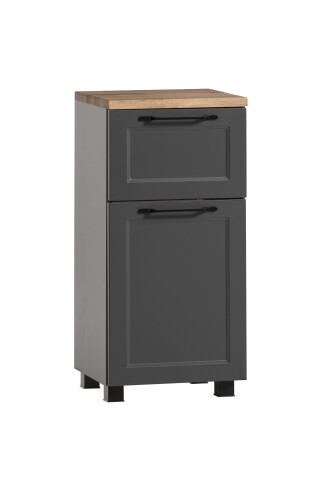 Unterschrank >Lyon< in grau, Wotaneiche, MDF - 40x79x35cm (BxHxT)