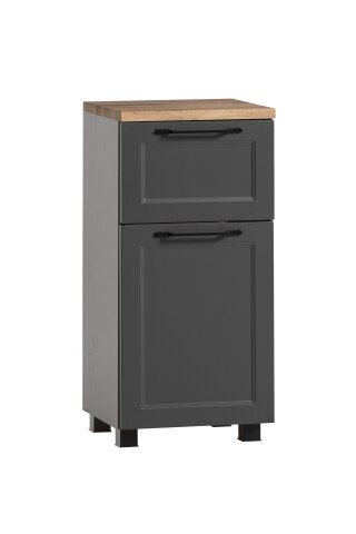 Unterschrank >Lyon< in grau, Wotaneiche, MDF - 40x79x35cm (BxHxT)