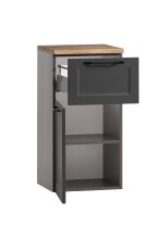 Unterschrank >Lyon< in grau, Wotaneiche, MDF - 40x79x35cm (BxHxT)