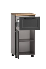 Unterschrank >Lyon< in grau, Wotaneiche, MDF - 40x79x35cm (BxHxT)