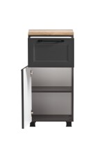 Unterschrank >Lyon< in grau, Wotaneiche, MDF - 40x79x35cm (BxHxT)