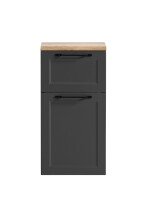 Unterschrank >Lyon< in grau, Wotaneiche, MDF - 40x79x35cm (BxHxT)