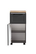 Unterschrank >Lyon< in grau, Wotaneiche, MDF - 40x79x35cm (BxHxT)