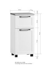 Unterschrank >Lyon< in grau, Wotaneiche, MDF - 40x79x35cm (BxHxT)