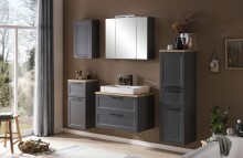 Unterschrank >Lyon< in grau, Wotaneiche, MDF - 40x79x35cm (BxHxT)