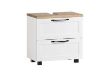Waschbeckenunterschrank >Lyon< in weiß, Wotaneiche, MDF - 60x54x35cm (BxHxT)