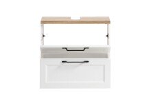 Waschbeckenunterschrank >Lyon< in weiß, Wotaneiche, MDF - 60x54x35cm (BxHxT)
