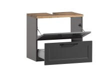 Waschbeckenunterschrank >Lyon< in weiß, Wotaneiche, MDF - 60x54x35cm (BxHxT)