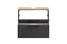 Waschbeckenunterschrank >Lyon< in weiß, Wotaneiche, MDF - 60x54x35cm (BxHxT)