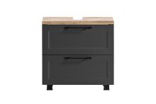 Waschbeckenunterschrank >Lyon< in weiß, Wotaneiche, MDF - 60x54x35cm (BxHxT)