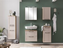 Waschbeckenunterschrank >Lyon< in Wotaneiche, Kaschmir, MDF - 60x54x35cm (BxHxT)