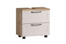 Waschbeckenunterschrank >Lyon< in Wotaneiche, Kaschmir, MDF - 60x54x35cm (BxHxT)