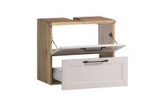 Waschbeckenunterschrank >Lyon< in Wotaneiche, Kaschmir, MDF - 60x54x35cm (BxHxT)