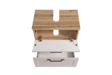 Waschbeckenunterschrank >Lyon< in Wotaneiche, Kaschmir, MDF - 60x54x35cm (BxHxT)