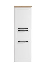 Midischrank >Lyon< in weiß, Wotaneiche, MDF - 40x130x35cm (BxHxT)