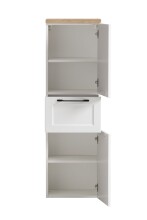 Midischrank >Lyon< in weiß, Wotaneiche, MDF - 40x130x35cm (BxHxT)