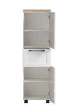 Midischrank >Lyon< in weiß, Wotaneiche, MDF - 40x130x35cm (BxHxT)