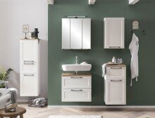 Midischrank >Lyon< in weiß, Wotaneiche, MDF - 40x130x35cm (BxHxT)