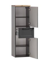 Midischrank >Lyon< in grau, Wotaneiche, MDF - 40x130x35cm (BxHxT)