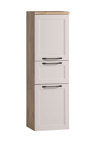 Midischrank >Lyon< in Wotaneiche, Kaschmir, MDF - 40x130x35cm (BxHxT)
