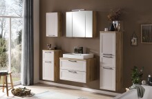 Midischrank >Lyon< in Wotaneiche, Kaschmir, MDF - 40x130x35cm (BxHxT)