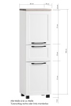 Midischrank >Lyon< in Wotaneiche, Kaschmir, MDF - 40x130x35cm (BxHxT)
