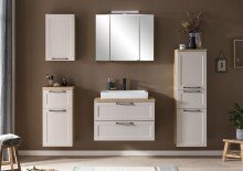 Midischrank >Lyon< in Wotaneiche, Kaschmir, MDF - 40x130x35cm (BxHxT)