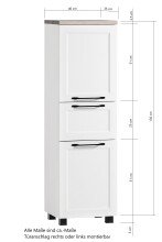 Midischrank >Lyon< in Wotaneiche, Kaschmir, MDF - 40x130x35cm (BxHxT)