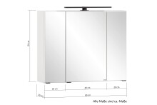 Spiegelschrank >Lyon< in weiß - 80x64x20cm (BxHxT)