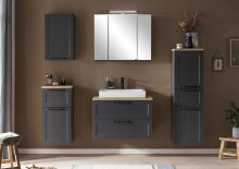 Spiegelschrank >Lyon< in Grafitgrau - 80x64x20cm (BxHxT)