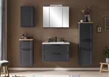 Spiegelschrank >Lyon< in Grafitgrau - 80x64x20cm (BxHxT)