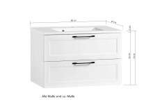 Waschtisch >Lyon< in weiß, MDF - 80x56x47cm (BxHxT)
