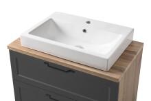 Waschtisch >Lyon< in grau, Wotaneiche, MDF - 80x63x47cm (BxHxT)