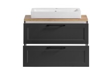 Waschtisch >Lyon< in grau, Wotaneiche, MDF - 80x63x47cm (BxHxT)