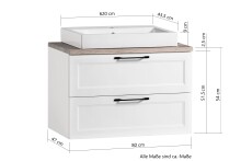 Waschtisch >Lyon< in grau, Wotaneiche, MDF - 80x63x47cm (BxHxT)