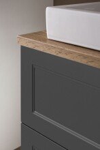 Waschtisch >Lyon< in grau, Wotaneiche, MDF - 80x63x47cm (BxHxT)