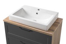 Waschtisch >Lyon< in grau, Wotaneiche, MDF - 80x63x47cm (BxHxT)