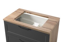 Waschtisch >Lyon< in grau, Wotaneiche, MDF - 80x63x47cm (BxHxT)