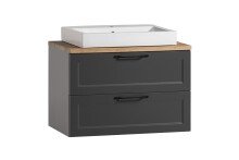 Waschtisch >Lyon< in grau, Wotaneiche, MDF - 80x63x47cm (BxHxT)